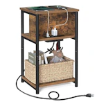 VASAGLE Side Table with Charging Station