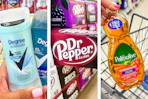 collage with Degree, Dr Pepper, and Palmolive products