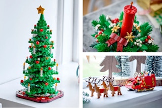Christmas Tree, Centerpiece, and Santa's Sleigh lego sets