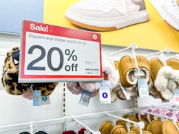 target slippers sitting on shelves