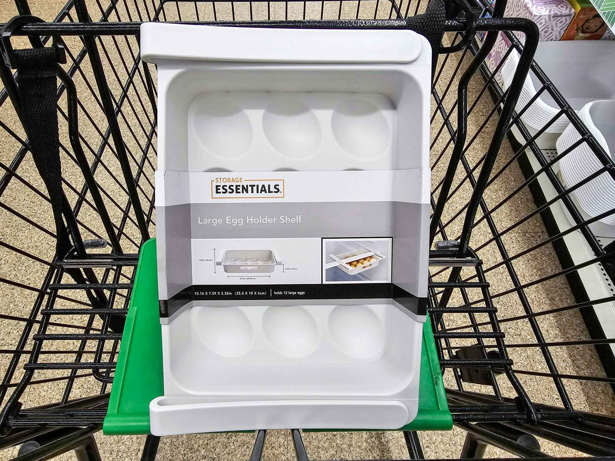 egg holder shelf in a cart