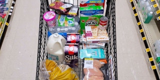 A cart full of groceries at Safeway