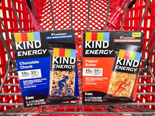 kind energy bars in a target cart