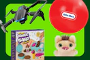 black drone, red bounceball, Kinetic sand ice cream set, mini Fuggler doll