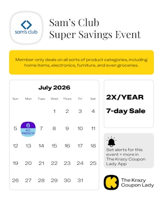 Sam's Club Super Savings Event predicted start date in July 2026