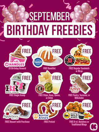 graphic with free food for september birthdays