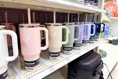 hydro flask tumblers sitting on a target shelf