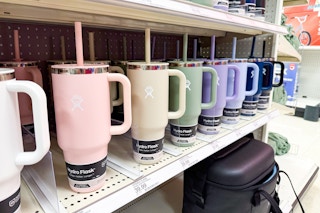 hydro flask tumblers sitting on a target shelf