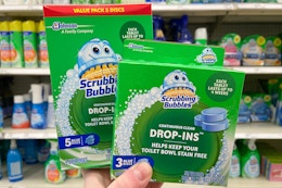 Scrubbing Bubbles Drop-Ins Toilet Cleaner, $3 on Amazon card image