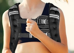 a person running with a weighted vest on