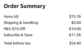 184 ounce Gain laundry detergent receipt