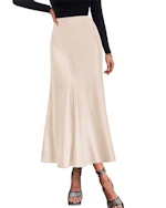 KIRUNDO Women's Satin Maxi Skirt