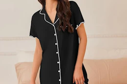 a woman wearing a nightgown