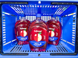 3 Softsoap Soap Refills in Walmart shopping cart
