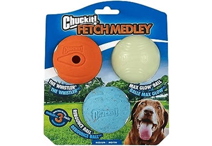 Chuckit Fetch Medley Dog Balls 3-Pack