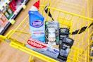 dollar general clorox, air wick, colgate, axe products in a shopping cart