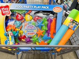 Walmart summer finds pool party play pack in a shopping cart