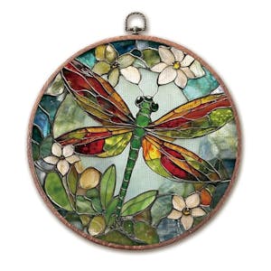 Vintage Dragonfly Round Canvas Wall Art