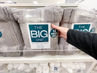the big one towels on shelf