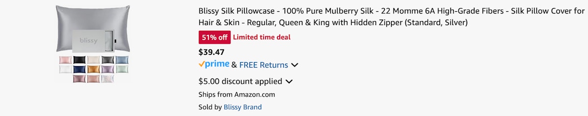 Amazon Blissy Mulberry Silk Pillowcase 2025