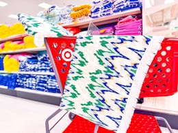 threshold jumbo beach towel sitting on a target cart