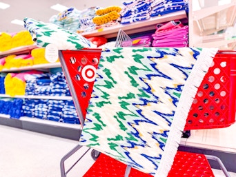 threshold jumbo beach towel sitting on a target cart