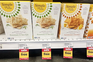 simple mills farmhouse crackers on shelf at meijer