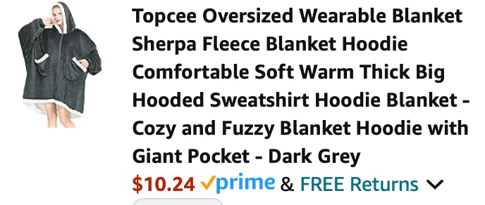 topcee Oversized Wearable Blanket Sherpa Fleece Blanket Hoodie