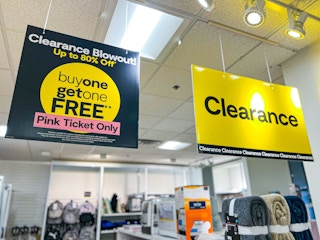 Signage for Pink Tag Blowout Clearance Sale at JCPenney