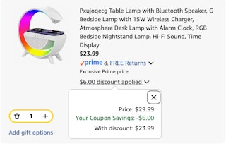 table lamp Amazon receipt