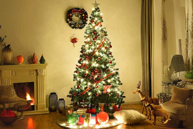 PVC 8-Foot Christmas Tree, Just $50 at Walmart (Reg. $139) card image
