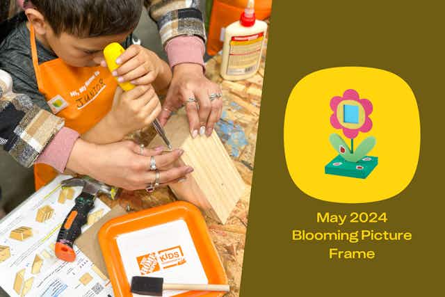 Next Home Depot Kids Workshop: Build a Blooming Picture Frame on May 4 card image