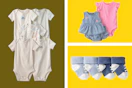 baby clothes in a yellow collage