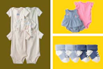 baby clothes in a yellow collage