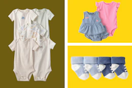 baby clothes in a yellow collage