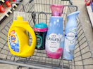 tide simply downy febreze products in walgreens cart