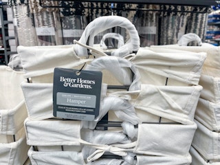 better homes and gardens hamper on display at walmart