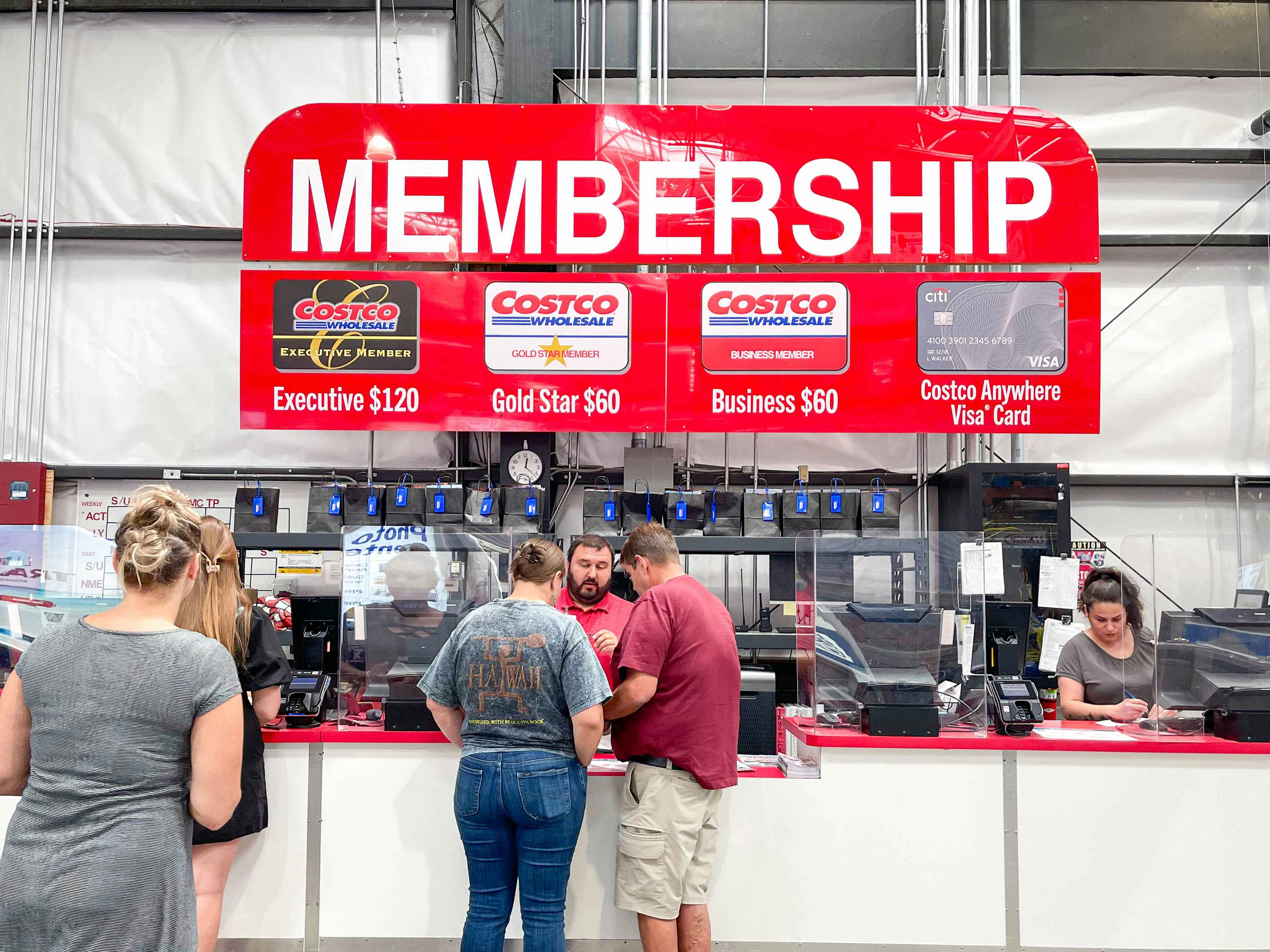 people in line for the membership desk at Costco