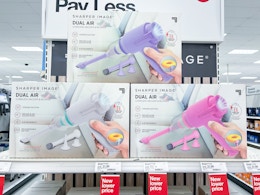 sharper image vacuums sitting on a target shelf