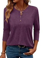 Women's 3/4 Sleeve Henley Top