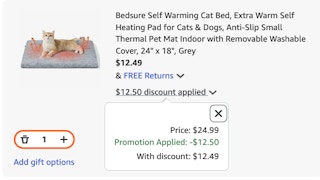 Bedsure cat bed Amazon receipt
