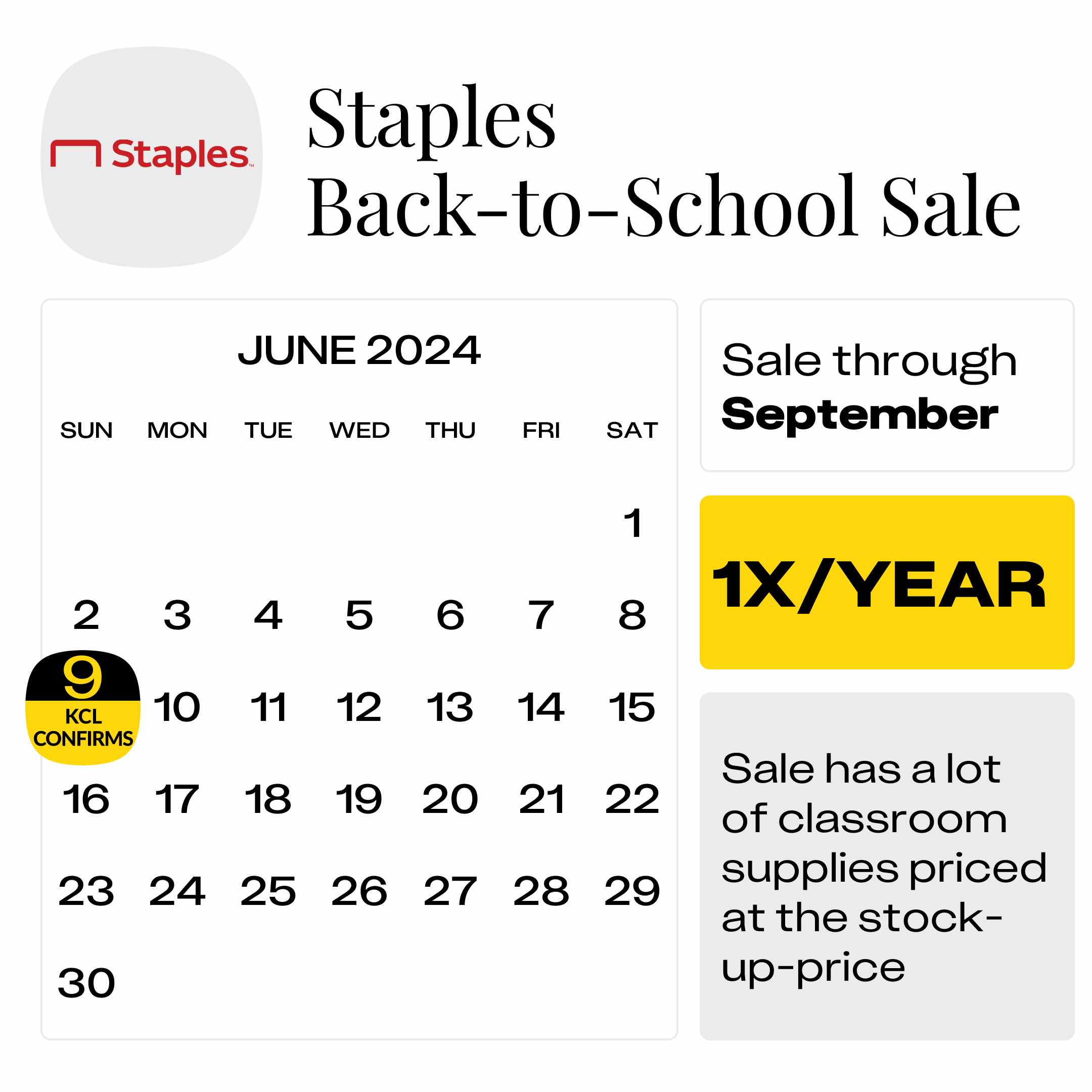 kcl calendar staples back to school sale