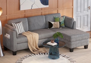 gray corduroy couch