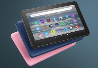 Amazon fire 7" 2022 tablets stacked together