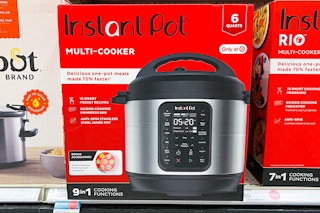 instant pot multi-cooker bundle sitting on a target shelf