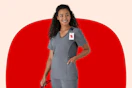 Women's Hanes Scrub Top in the color gray