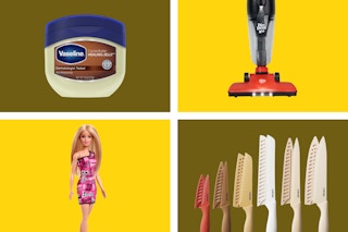 Vaseline petroleum jelly, Dirt Devil vacuum, Barbie doll, Carote knife set