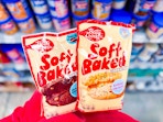 two bags of betty crocker soft baked cookie mix in walmart aisle