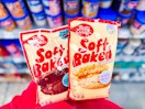 two bags of betty crocker soft baked cookie mix in walmart aisle