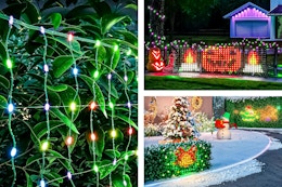 3 lifestyle images of the Govee holiday net bush lights